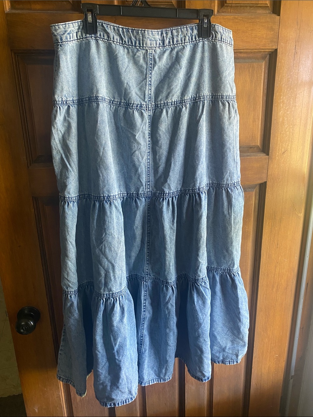 Maurices Light Blue Tiered Button-Front Denim Maxi Skirt - Picture 2 of 2